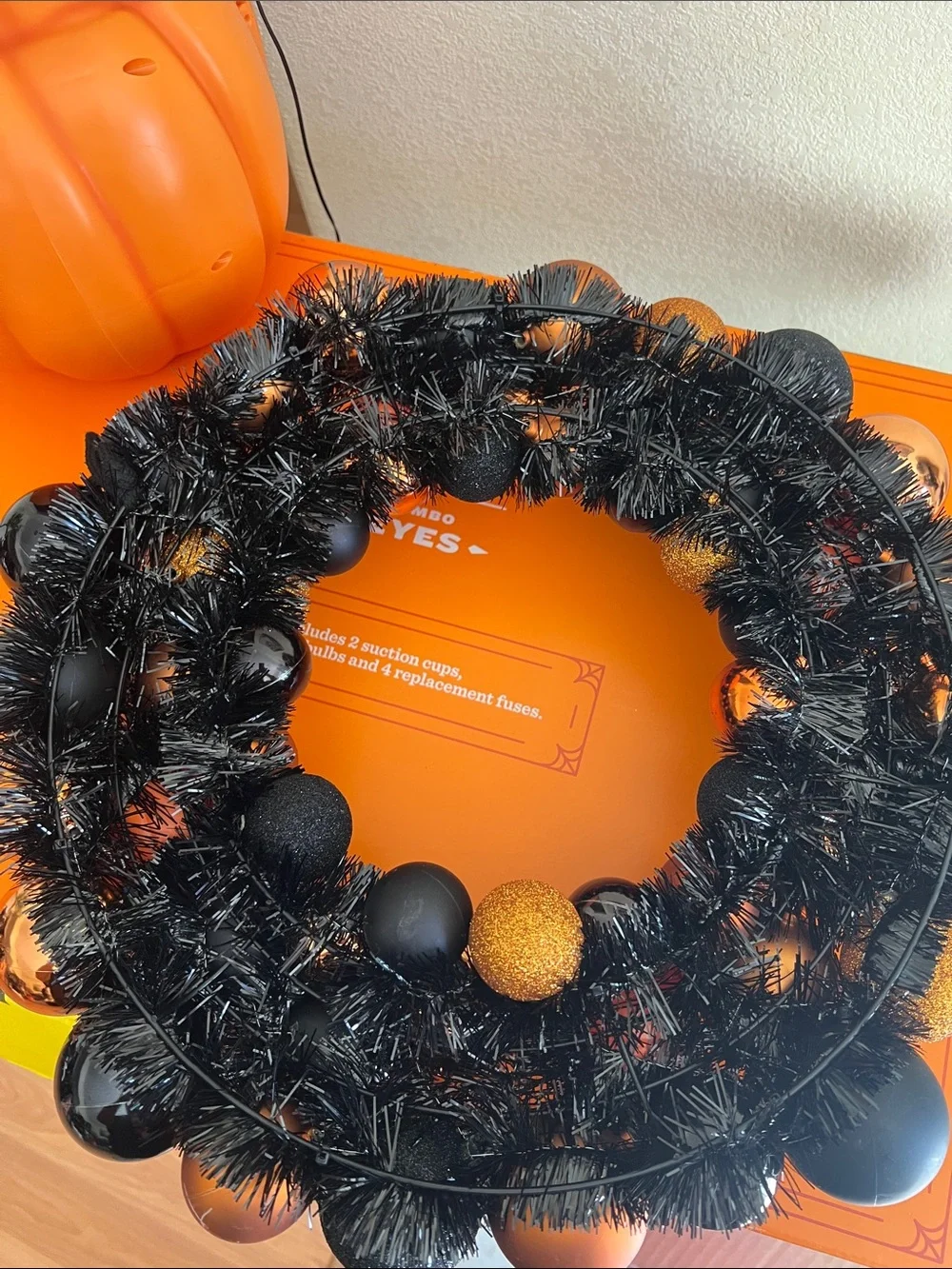 Target Halloween Ball Wreath - Black & Orange